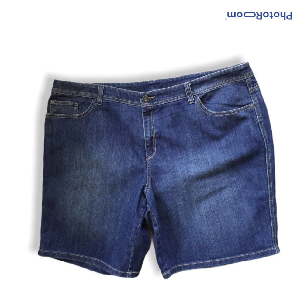 CJ Banks Denim Blue Jean Shorts 24 2X 3X Dark Wash